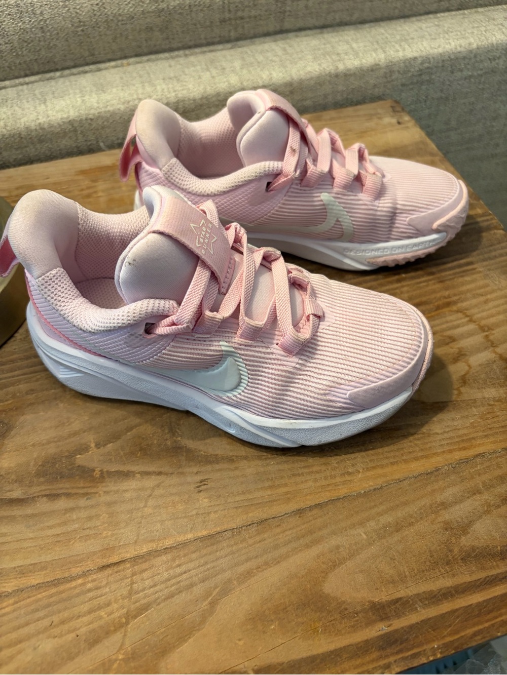 Nike Kids Pink and White Lace-Up Athletic Sneakers